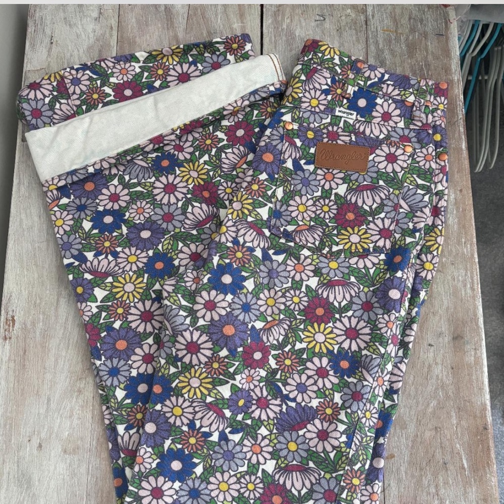 Wrangler floral high rise flare jeans